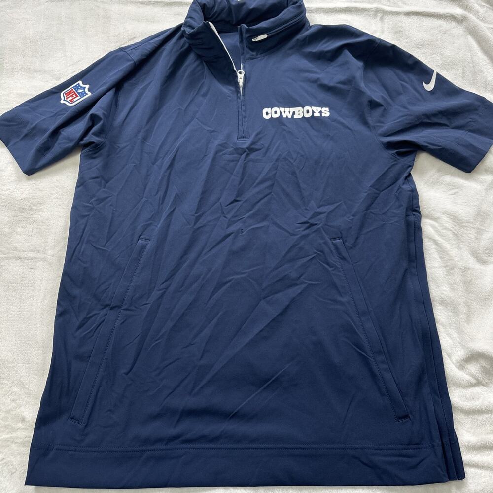 Nike Dallas Cowboys 1/4 Zip Pullover Jacket Windbreaker Medium Packable Hood NEW